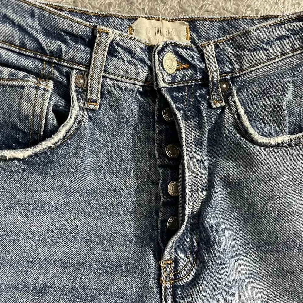 We The Free Jeans Womens 26‎ Skinny Blue Stretch Light Wash Button Fly Raw Hems
